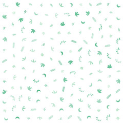 a pattern of leaves and flowers on a white background