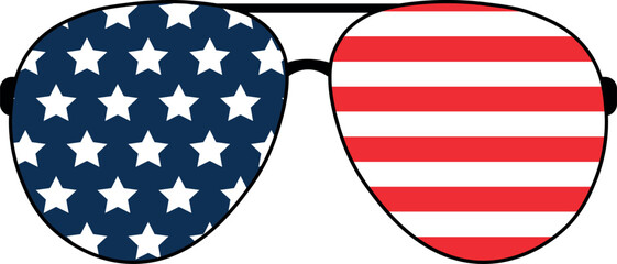 american flag sunglasses vector, patriotic eyewear illustration, usa independence day glasses clipart