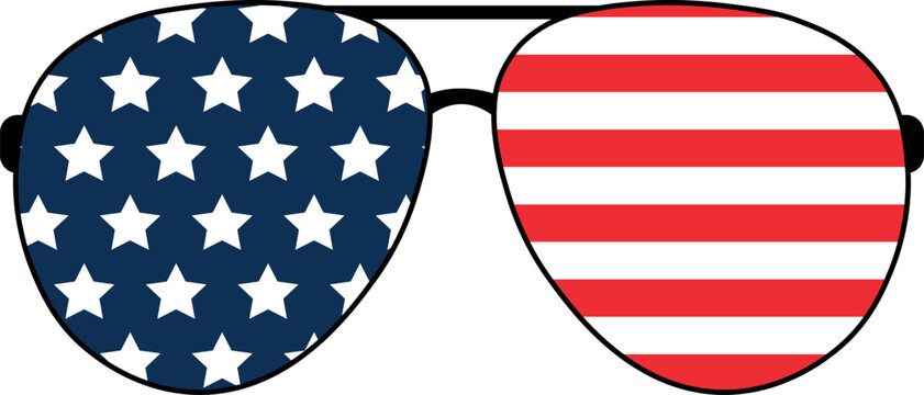 american flag sunglasses vector, patriotic eyewear illustration, usa independence day glasses clipart