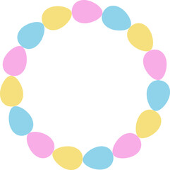 Fototapeta premium Colorful Easter Egg Circle Decoration design isolated. Spring Easter egg wreath flat vector illustration. Easter Eggs in Circular Arrangement. Good for greeting card, poster, banner, leaflet. 