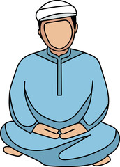 muslim prayer pose, religious sitting, spiritual meditation