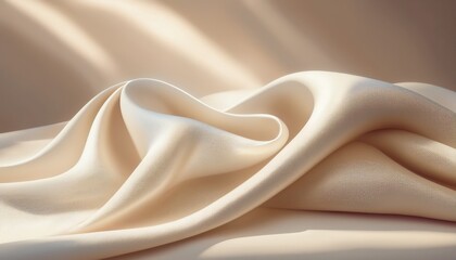 Obraz premium Soft cotton fabric close-up with delicate folds and natural shadows, evoking a minimalist and cozy atmosphere
