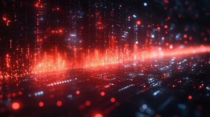 Fototapeta premium glowing futuristic city landscape, showing digital data stream