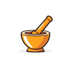 Design of mortar and pestle icon logo illustration isolated on white background