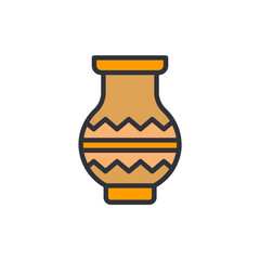 Ancient jar colored icons, minimalist vector illustration ,simple transparent graphic element .Isolated on white background