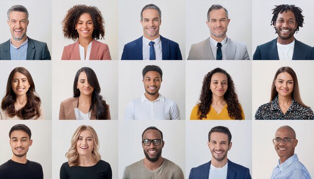 collection of head shots featuring a diverse range of smiling individuals
