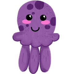 cute purple squid clipart image, clip art for decoration