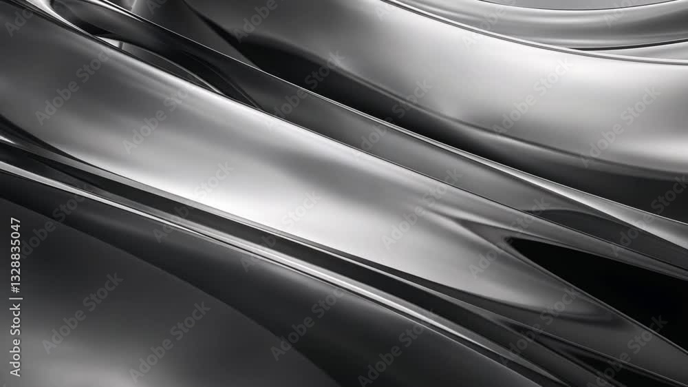 Poster smooth metallic abstract background with flowing curves and reflective surfaces showcasing sleek and