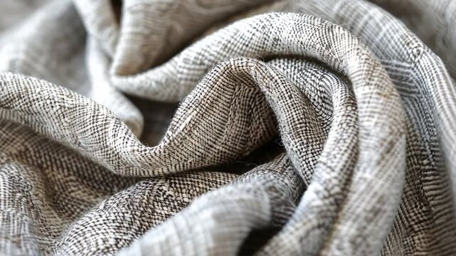 Close Up of Textured, Woven Fabric with Intricate Patterns and Soft Folds, Showcasing Neutral Tones and Elegant Design for Sophisticated Look in Textile and Fabric Artistry