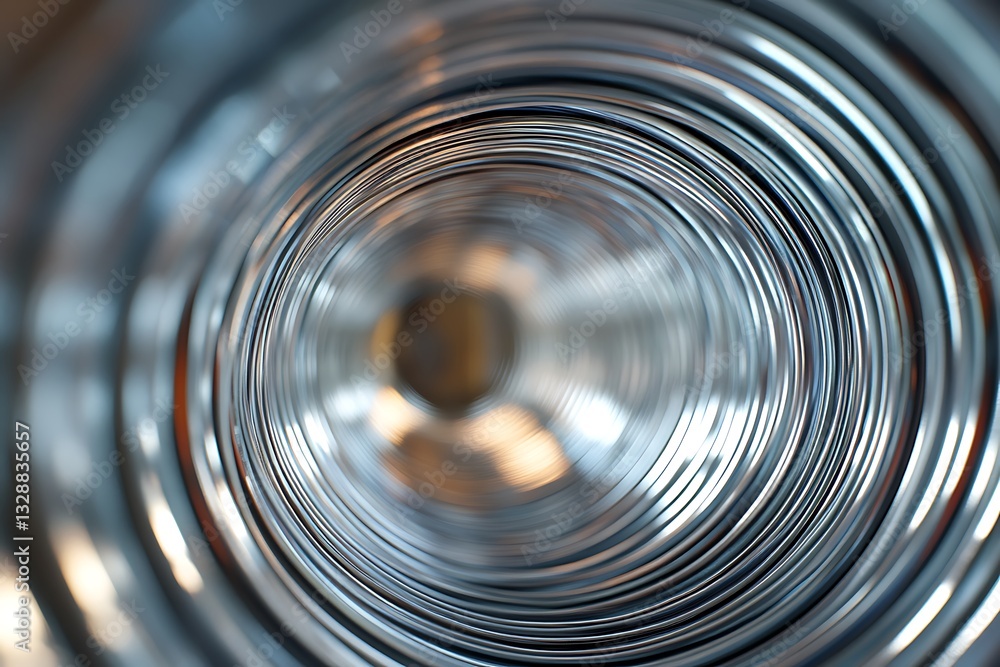 Poster a detailed view of a bendable corrugated pipe highlighting its structure.