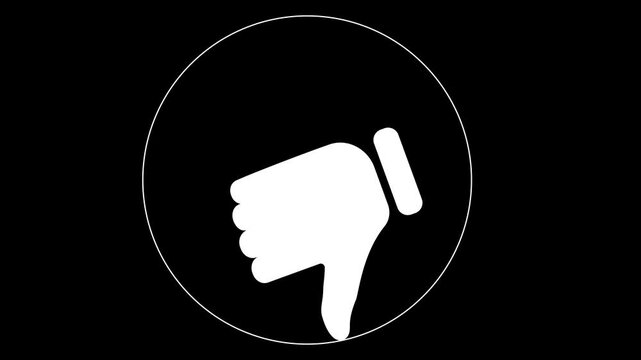 Animated Blue, white Thumbs Down Icon on transparent background with alpha channel. Social Media Dislike Gesture. Negative Feedback, Disapproval, and Criticism Concept. Loop Animation for Web, Apps