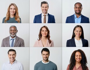 Fototapeta premium collection of head shots featuring a diverse range of smiling individuals
