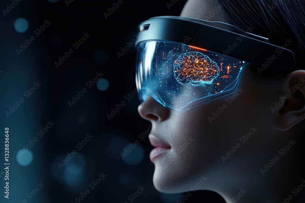 Poster futuristic doctor using advanced technology to interact with medical concepts and data