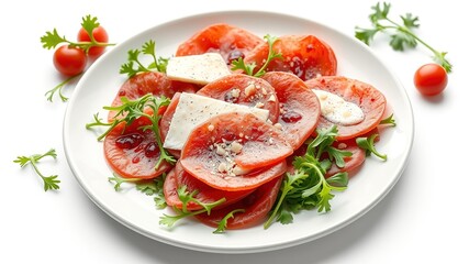 Elegant Carpaccio with Arugula and Parmesan, Italian Cuisine