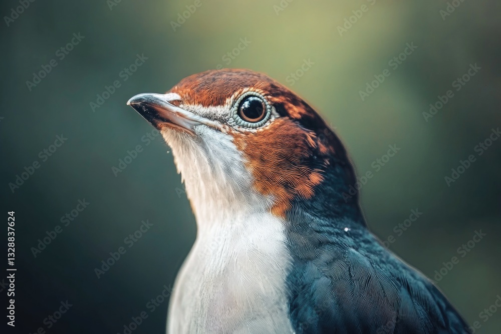 Poster a clear shot of a bird's face with a blurred background