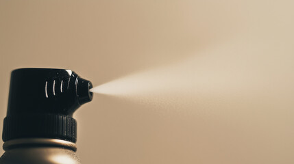 Close-up of spray bottle nozzle releasing mist