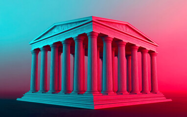 Obraz premium A colorful 3D illustration of a classic architectural temple.