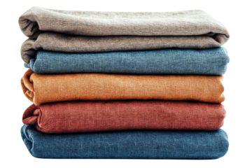 Soft linen fabric stack in various colors for home decor