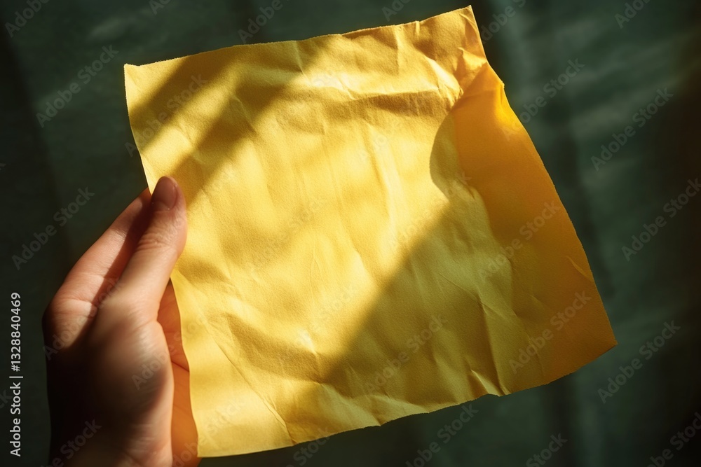 Poster a person holds a yellow note with written message