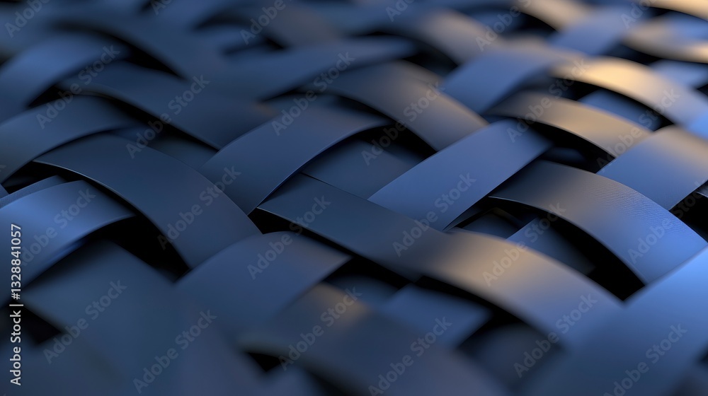Aufkleber abstract dark blue woven texture, intricate pattern of interwoven strands creating a complex geometr
