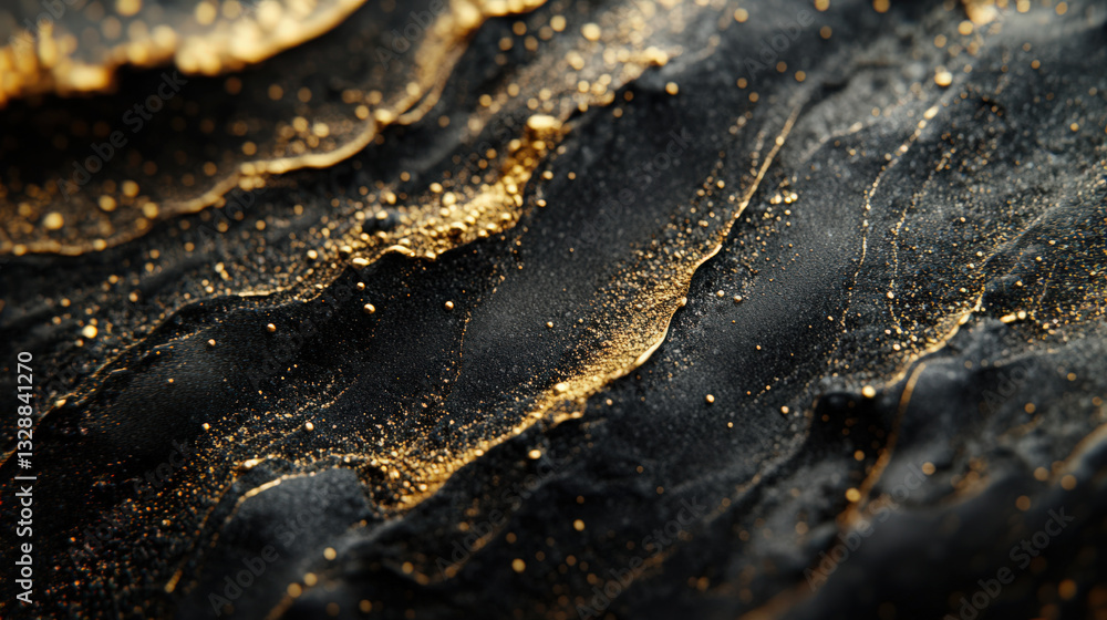 Poster immersive appeal black and gold abstract. elegant abstract background with black undulating texture 