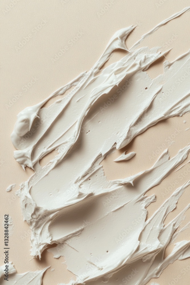 Poster a close-up shot of white paint on a beige surface, ideal for use in design and art projects