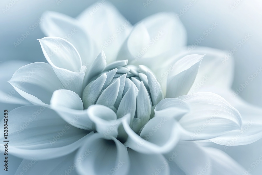Leinwandbilder a close-up shot of a single white flower sitting on a blue background, great for use in designs and 