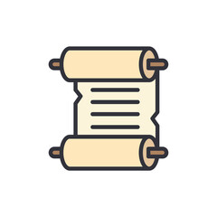 Ancient scrolls colored icons, minimalist vector illustration ,simple transparent graphic element .Isolated on white background
