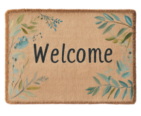 Doormat with Welcome Text – A Brown Coir Doormat with "Welcome" Text, Isolated on White Background