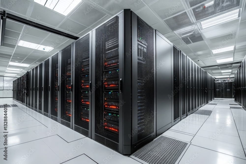 Aufkleber high-tech server room filled with sleek racks and advanced computing equipment during daytime