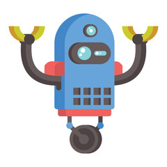 The image features four colorful, cartoon-style robots with unique designs. Each robot has a distinct appearance, incorporating various mechanical elements