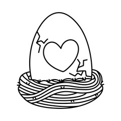 easter egg in a nest doodle outline