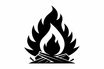 campfire line art silhouette vector illustration