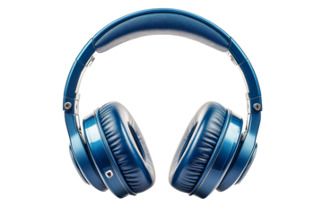 Blue headphones with a modern design and comfort features