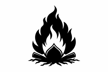 campfire line art silhouette vector illustration