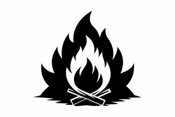 campfire line art silhouette vector illustration