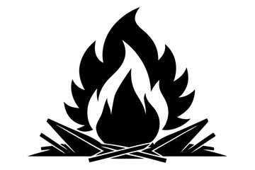 campfire line art silhouette vector illustration