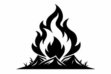 campfire line art silhouette vector illustration