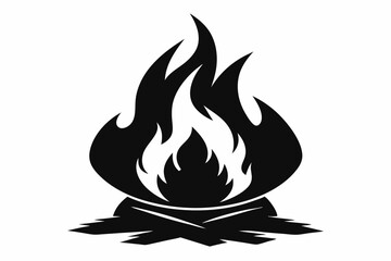 campfire line art silhouette vector illustration
