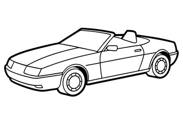 convertible car line art silhouette vector illustration