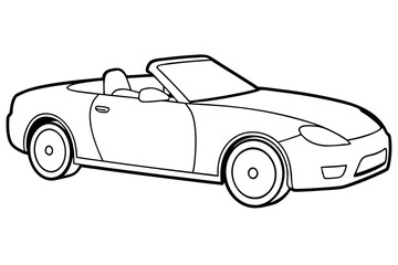 convertible car line art silhouette vector illustration