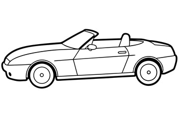 convertible car line art silhouette vector illustration