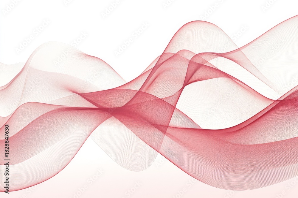 Fototapete Flowing red and white waves create a soft, abstract pattern in a serene design