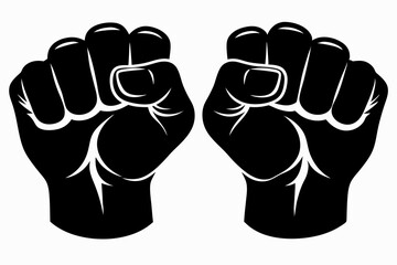fists line art silhouette vector illustration
