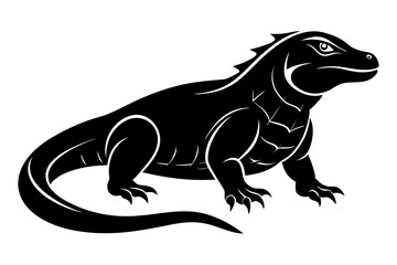 komodo dragon line art silhouette vector illustration