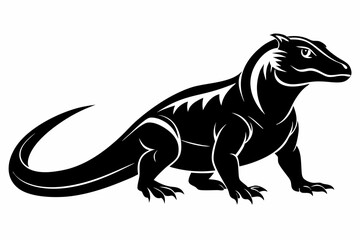 komodo dragon line art silhouette vector illustration