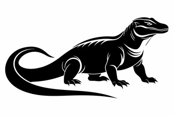 komodo dragon line art silhouette vector illustration