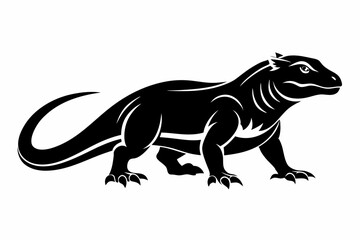 komodo dragon line art silhouette vector illustration
