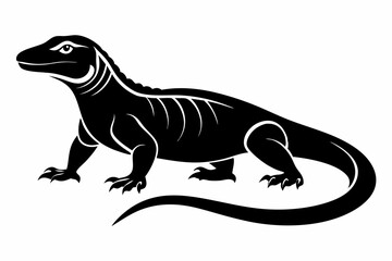 komodo dragon line art silhouette vector illustration
