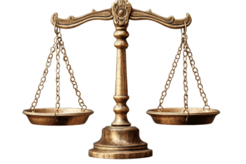 Balance scale representing justice in a legal setting